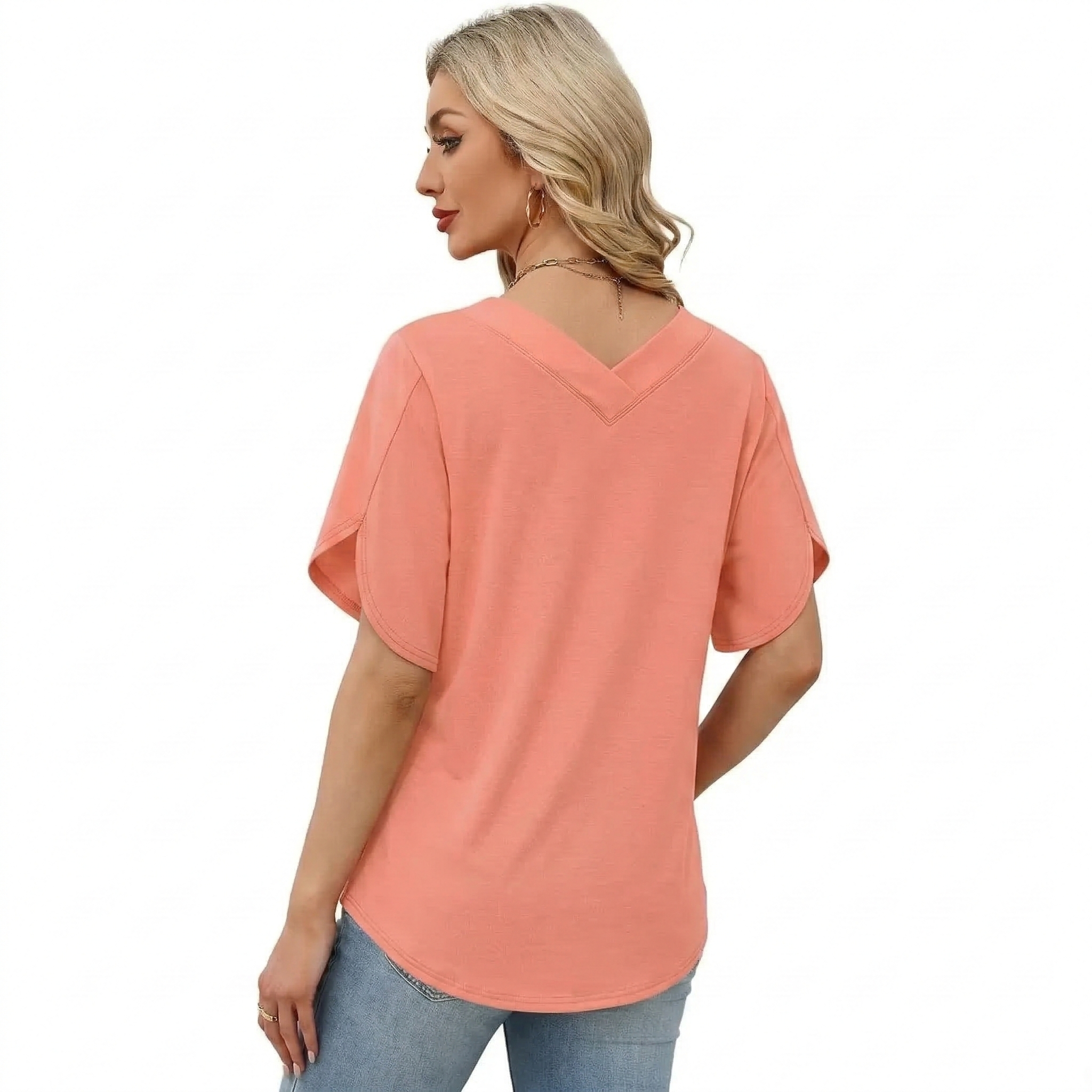 ✨Women's Summer Short Petal Sleeve Fashion V Neck Outfits Tops