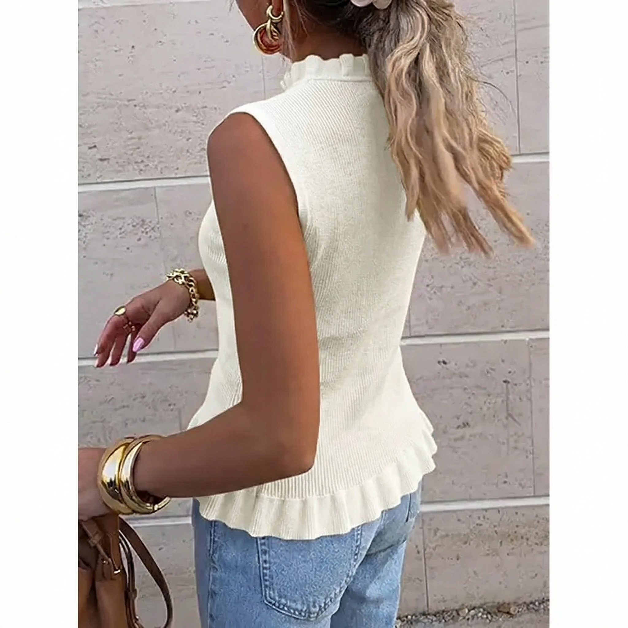 ✨Women's Ruffle Button Sleeveless Knit Vest