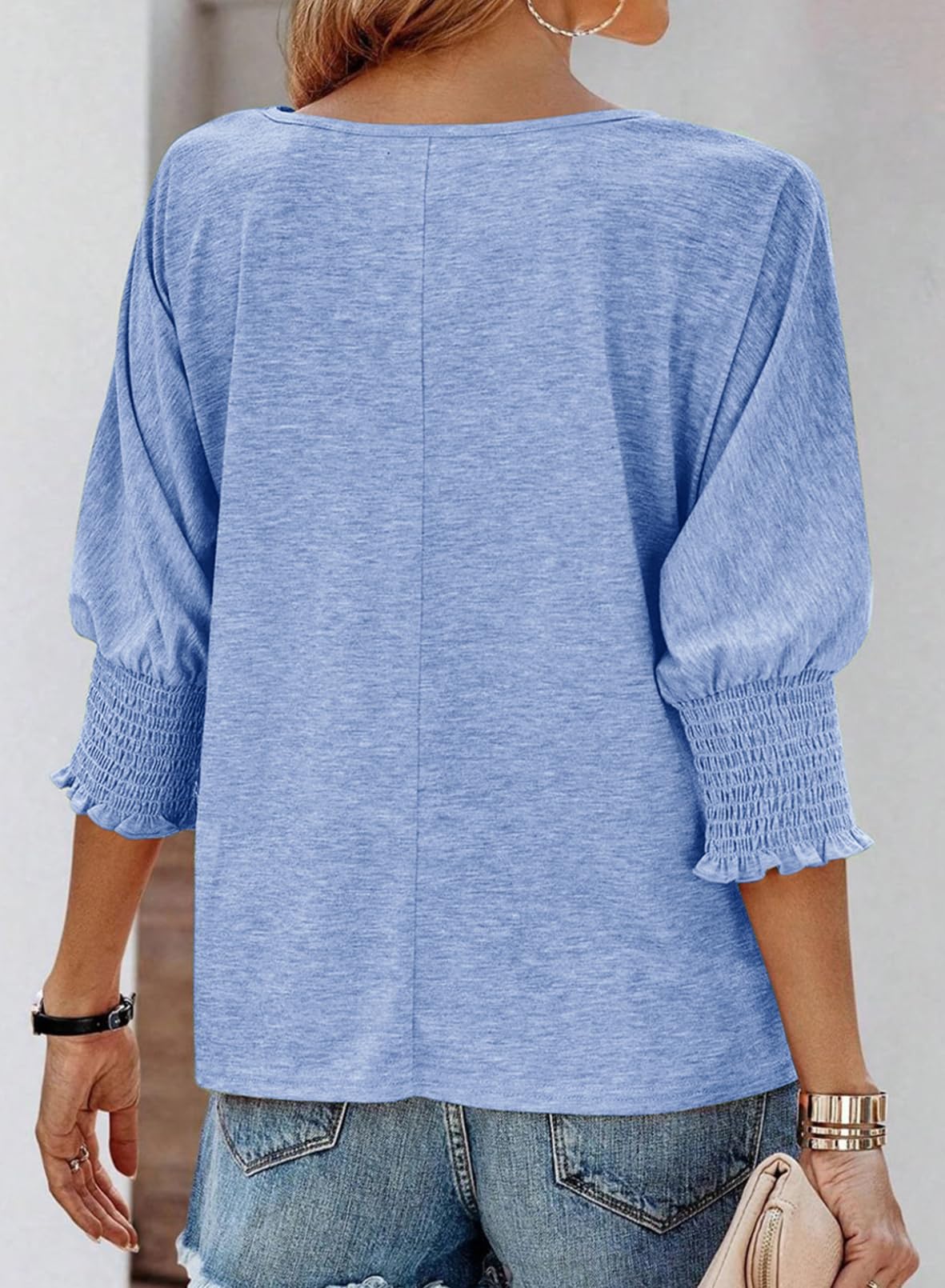 Women's Fashion 3/4 Sleeve Crewneck Basic Business T-Shirts