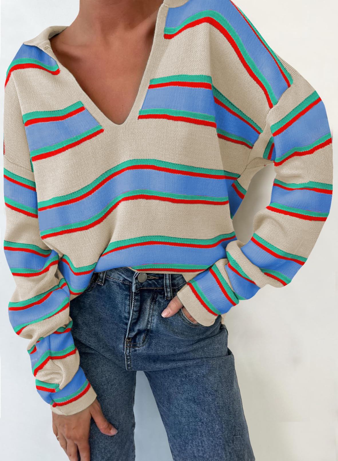 2024 Fall Oversized Ribbed Knit Side Slit Pullover Top