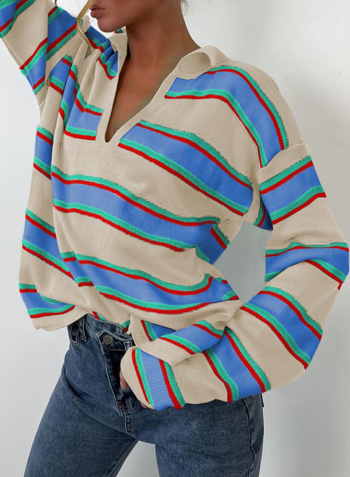 2024 Fall Oversized Ribbed Knit Side Slit Pullover Top