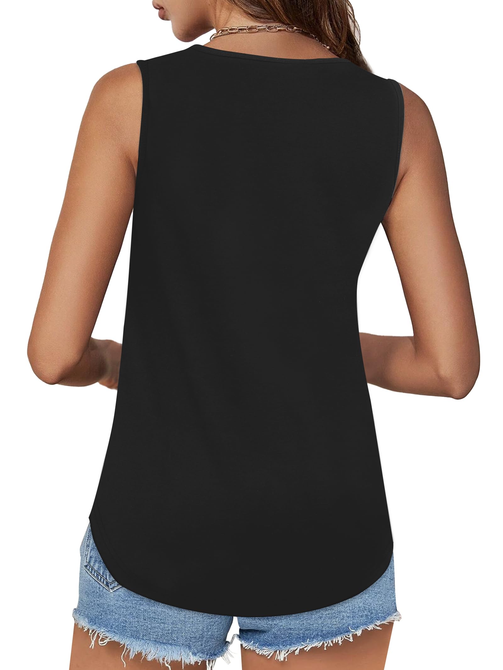 🔥Womens Shirts Casual Square Neck Sleeveless Tunic Tops(buy 3 free shipping)