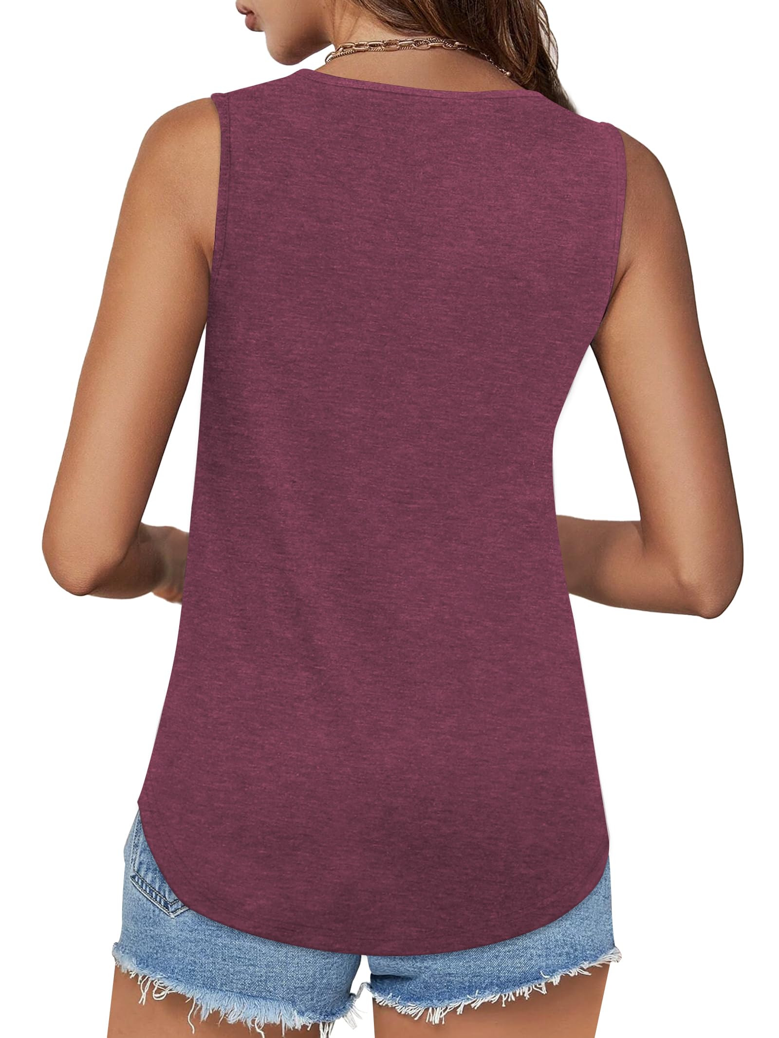 🔥Womens Shirts Casual Square Neck Sleeveless Tunic Tops(buy 3 free shipping)