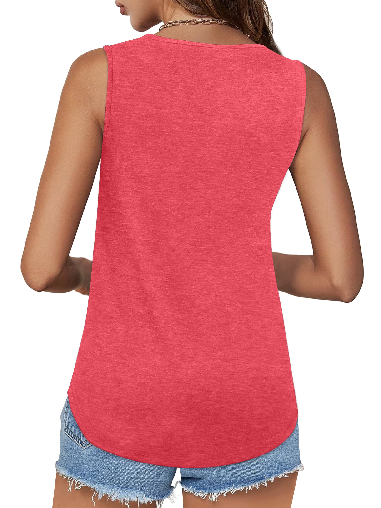 🔥Womens Shirts Casual Square Neck Sleeveless Tunic Tops(buy 3 free shipping)