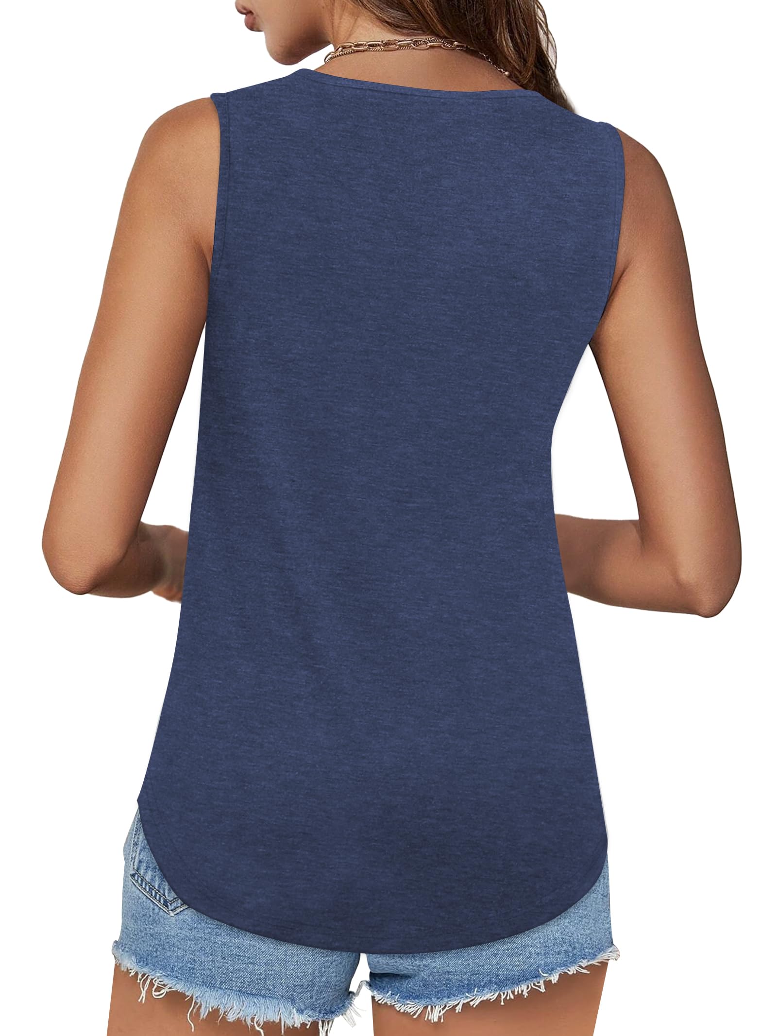 🔥Womens Shirts Casual Square Neck Sleeveless Tunic Tops(buy 3 free shipping)