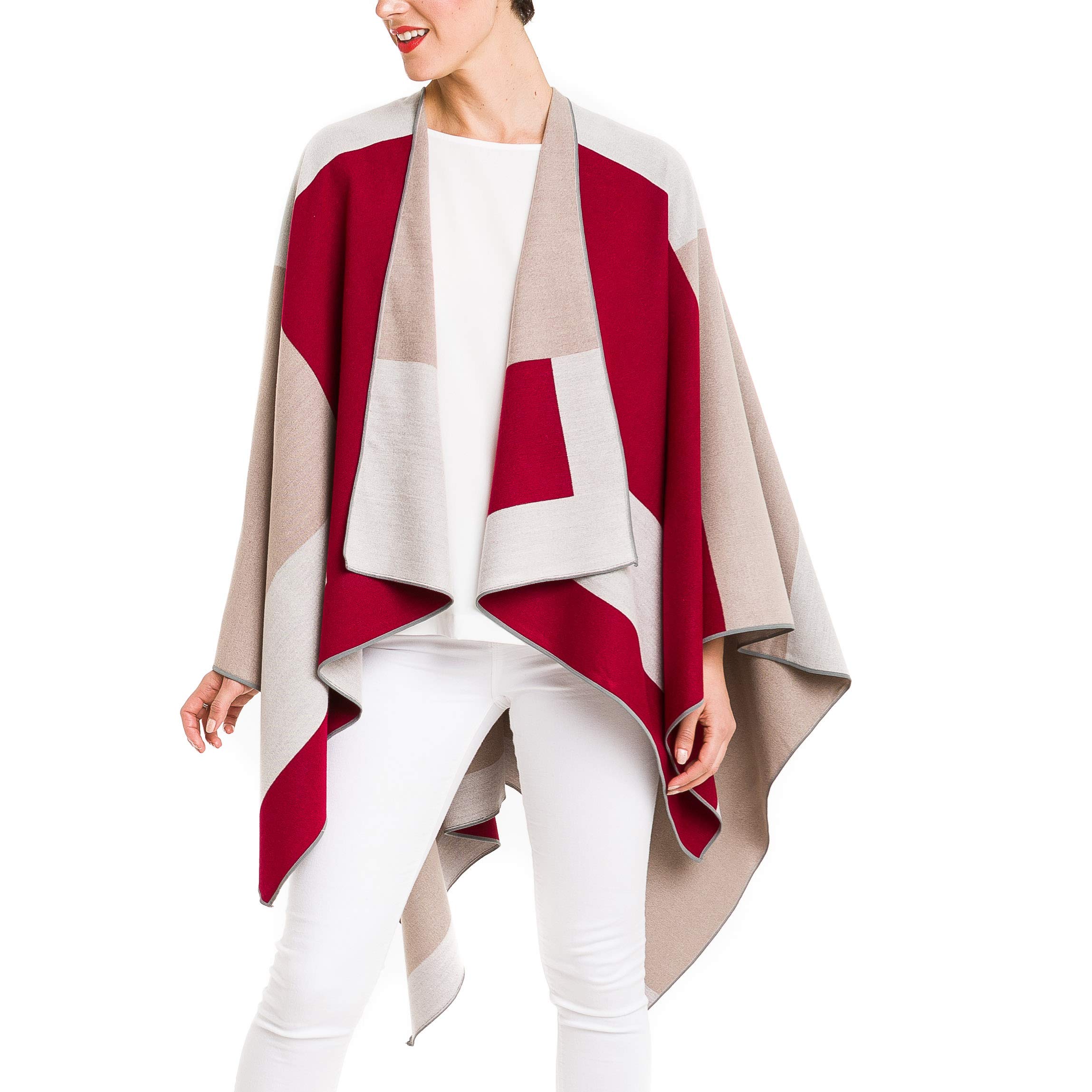Women's Shawl Wrap Poncho Ruana Cape Cardigan Sweater Open Front 