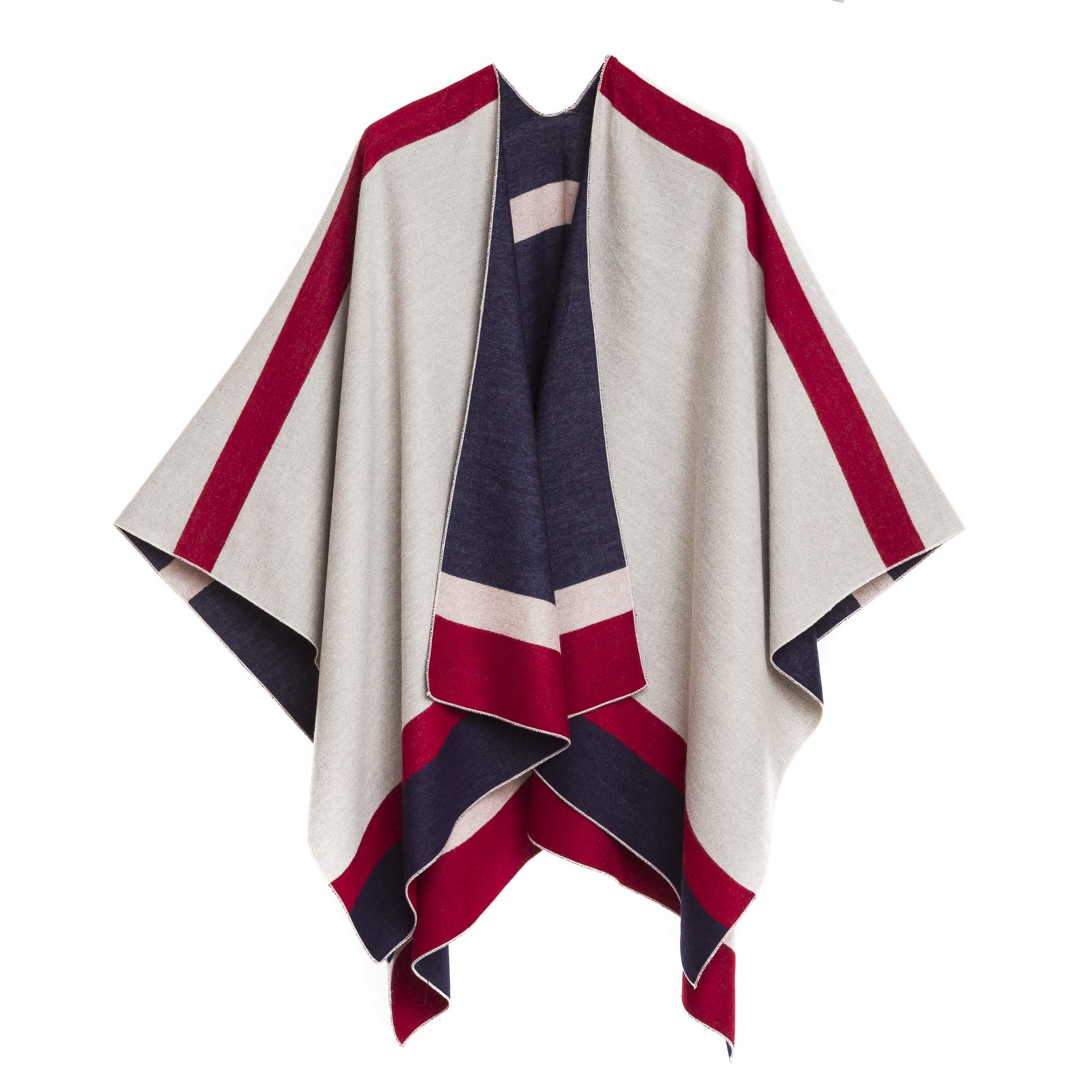 Women's Shawl Wrap Poncho Ruana Cape Cardigan Sweater Open Front 