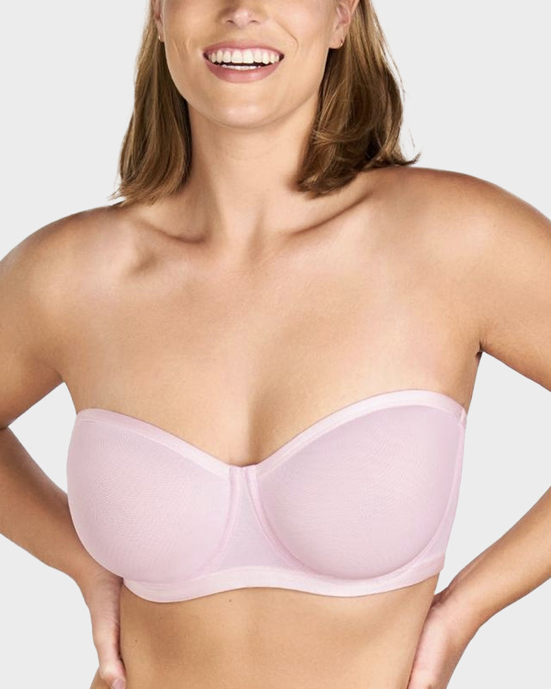 Strapless Mesh Underwire Balconette Bra