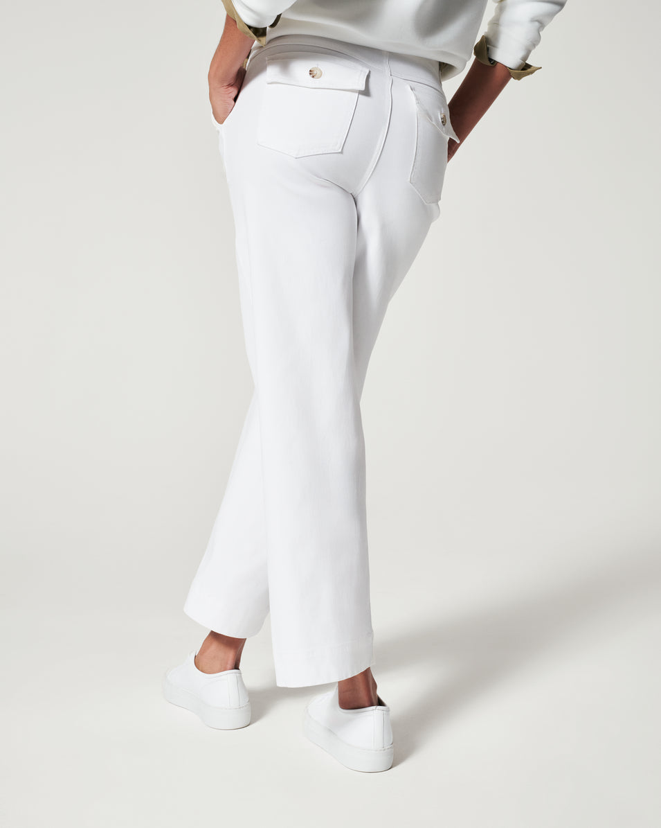 Stretch Twill Cropped Wide Leg Pant -Pink Laura