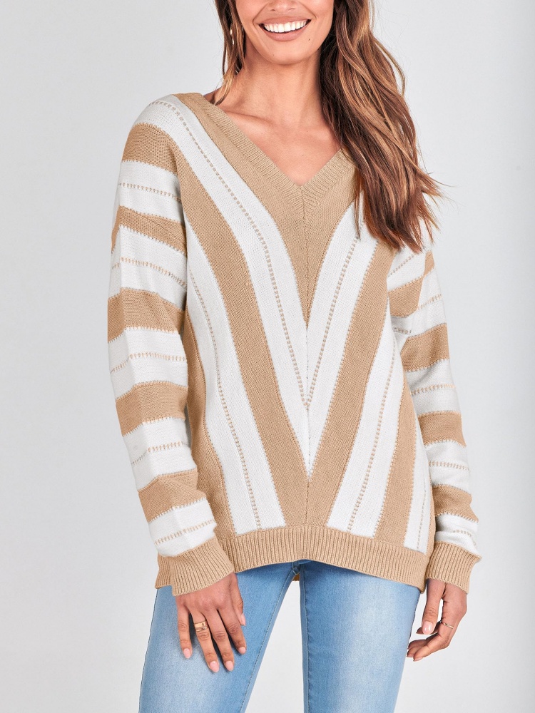 Striped Color Block Knitted Sweater