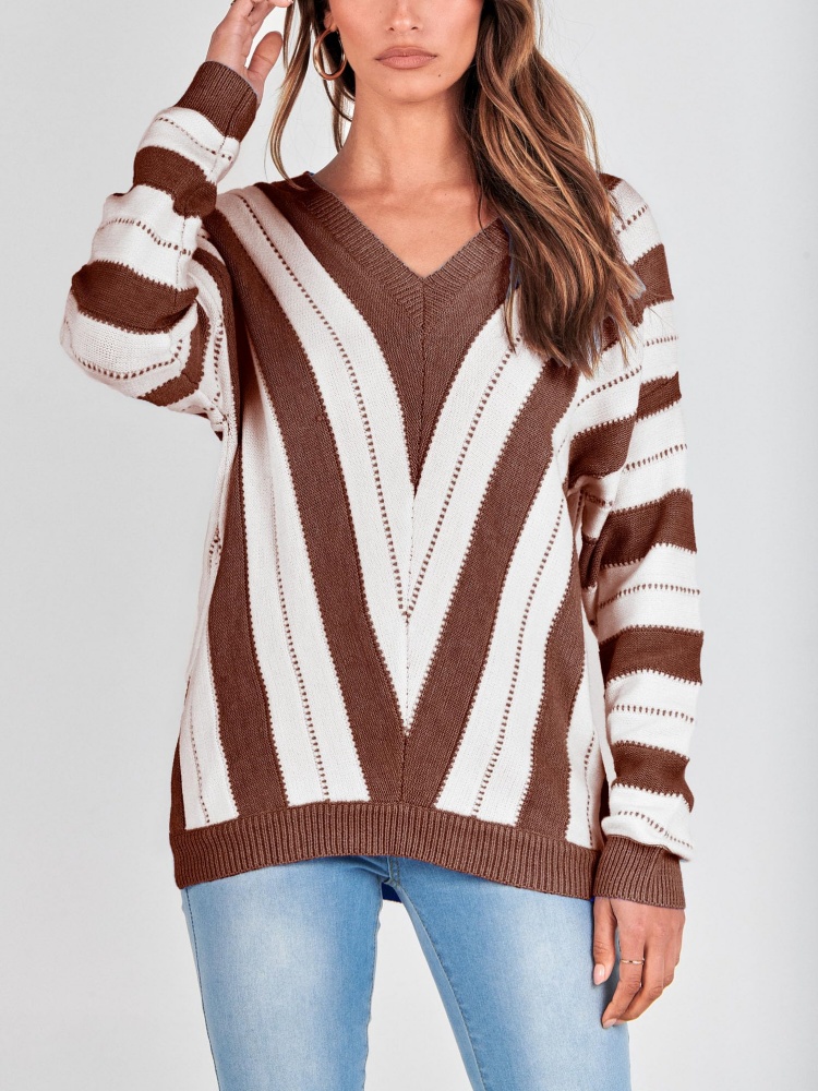 Striped Color Block Knitted Sweater