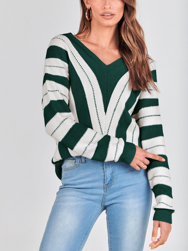 Striped Color Block Knitted Sweater