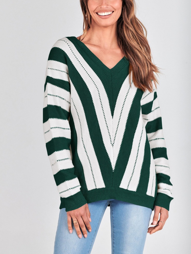 Striped Color Block Knitted Sweater