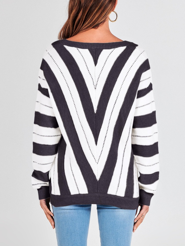 Striped Color Block Knitted Sweater