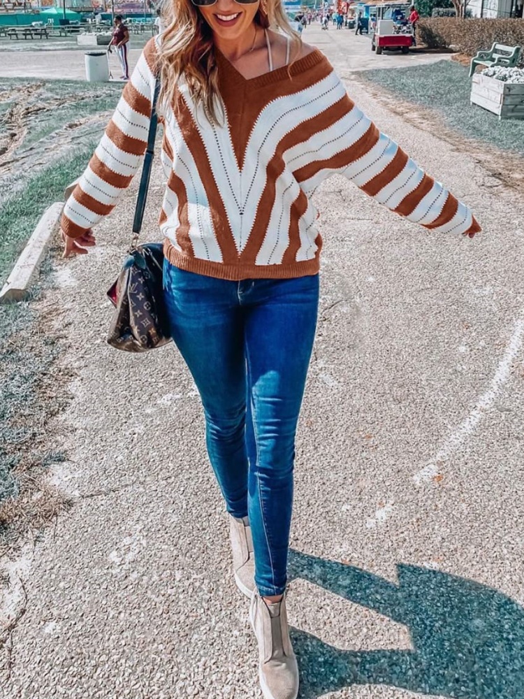 Striped Color Block Knitted Sweater