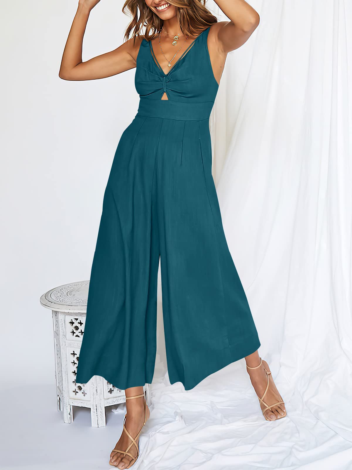 V Neck Cutout High-Waist Rompers (Buy 2 free shipping)-hivebabe.com