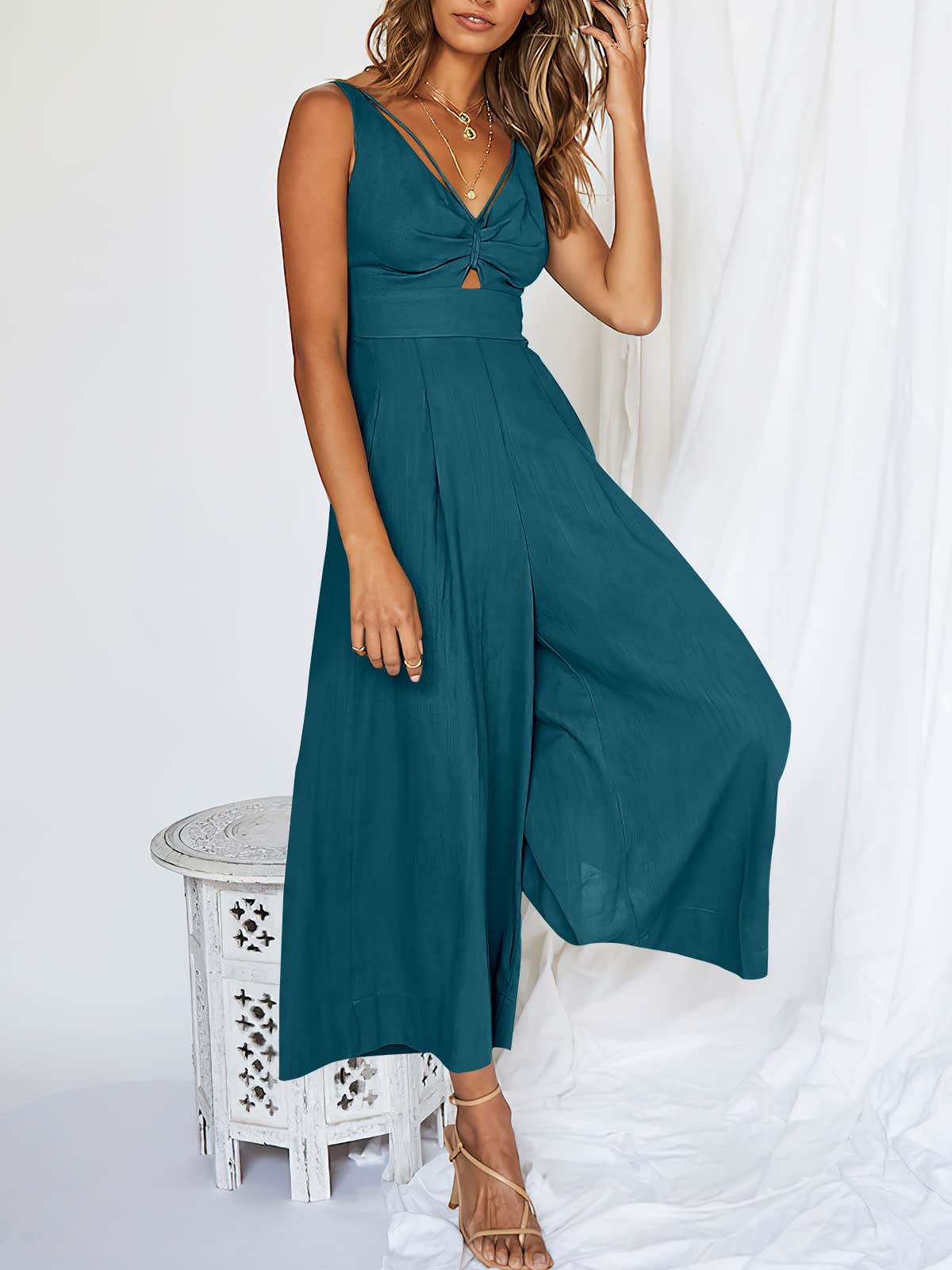 V Neck Cutout High-Waist Rompers (Buy 2 free shipping)-hivebabe.com