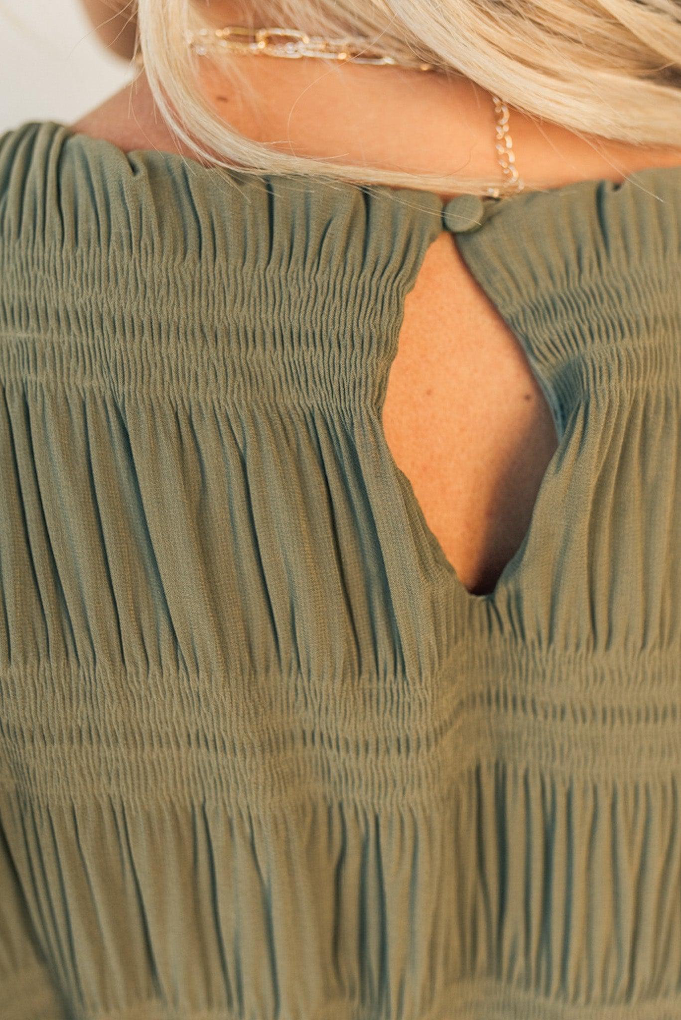 Textured Bubble Sleeve Shift Dress (Buy 2 Free Shipping)