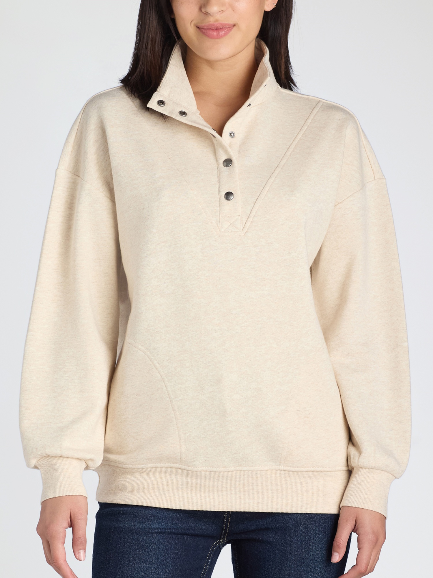Women's Mock Neck Henley Pullover Sweatshirt (Buy 2 Free Shipping)