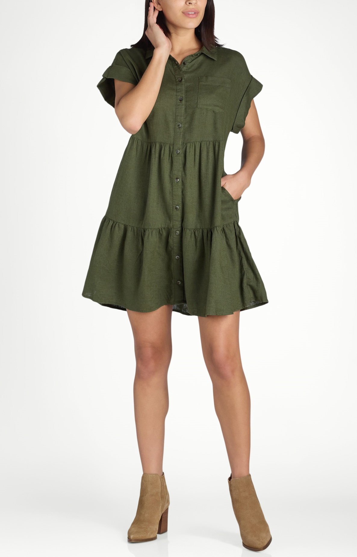 Women's Tiered Mini Shirt Dress (Buy 2 Free Shipping)