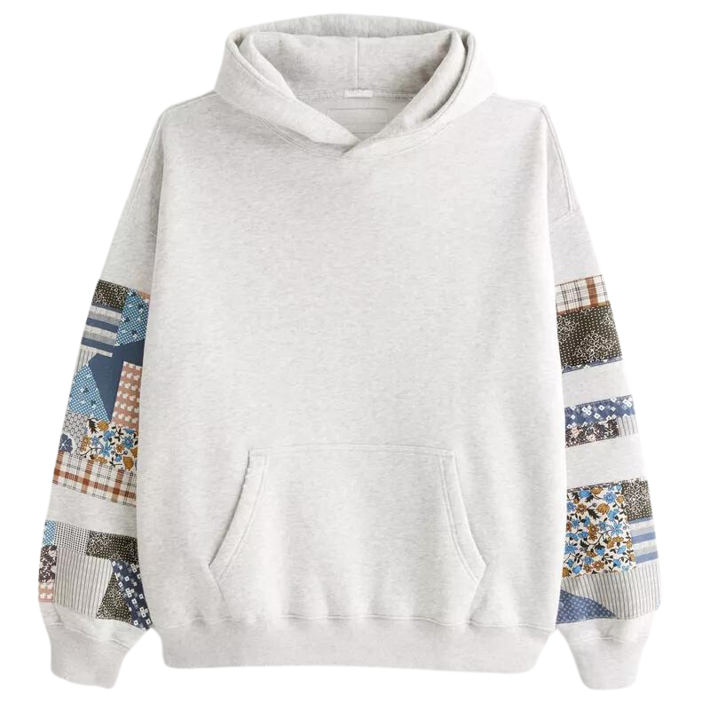 Womens Quilted Graphic Essential Popover Hoodie