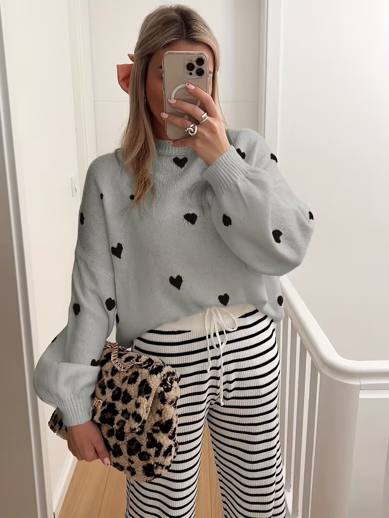 VALENTINE'S DAY SWEETHEART PRINT SWEATER (BUY 2 FREE SHIPPING)