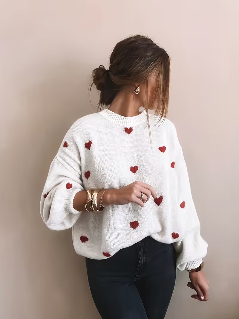VALENTINE'S DAY SWEETHEART PRINT SWEATER (BUY 2 FREE SHIPPING)