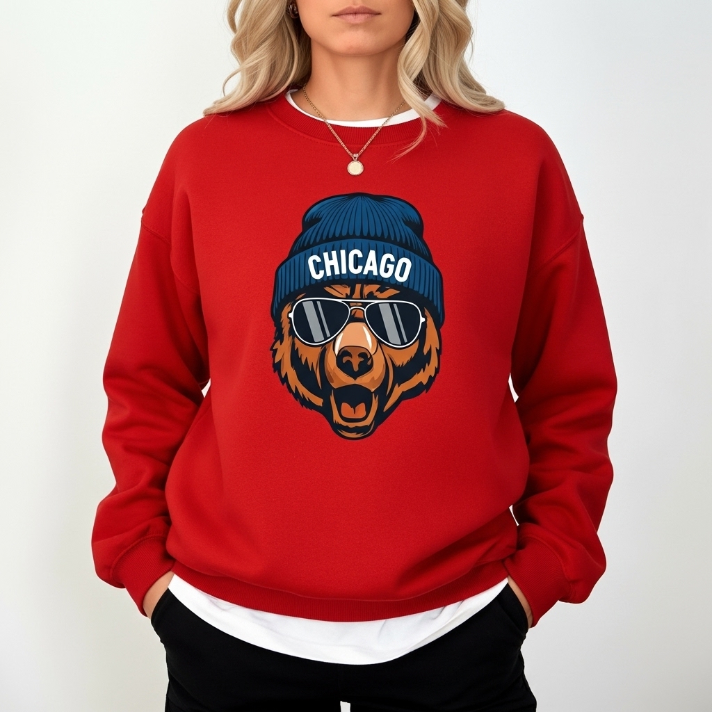 Vintage Chicago Bears Football Mascot Print Sweatshirt