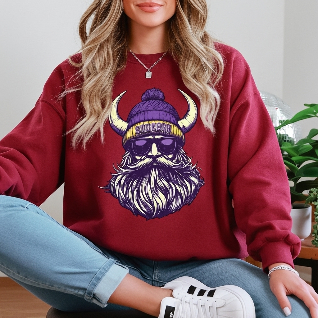 Funny Vintage Minnesota Vikings Football Fan Mascot Sweatshirt