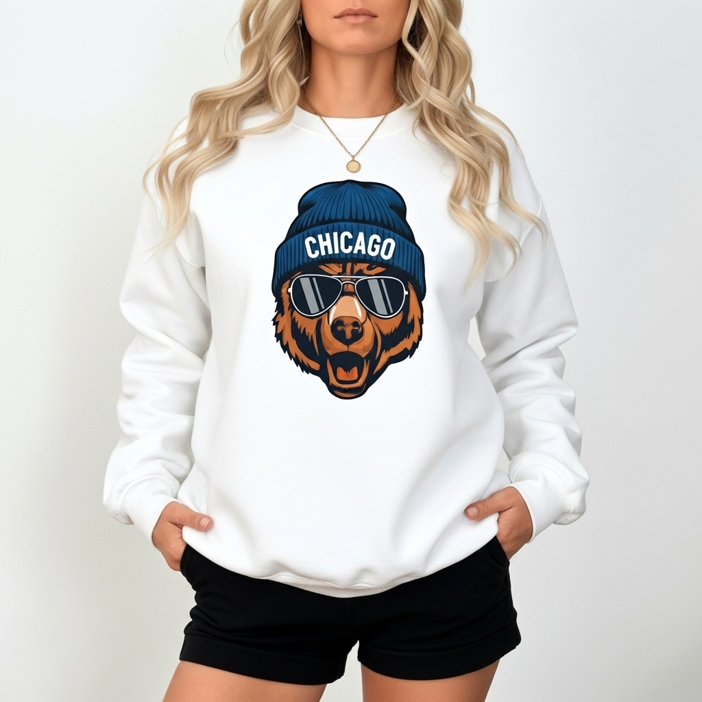 Vintage Chicago Bears Football Mascot Print Sweatshirt