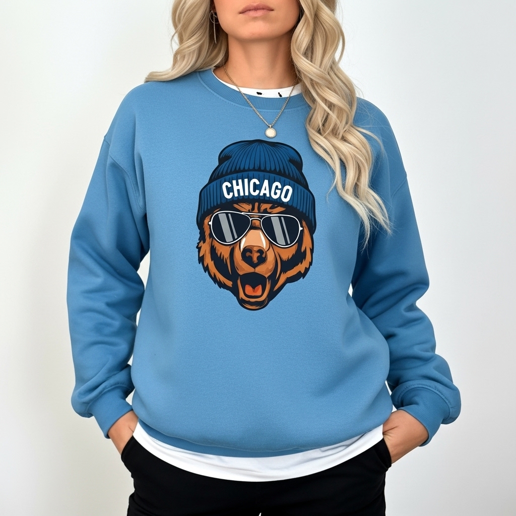 Vintage Chicago Bears Football Mascot Print Sweatshirt