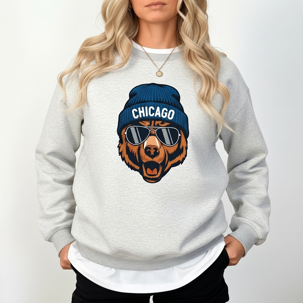 Vintage Chicago Bears Football Mascot Print Sweatshirt