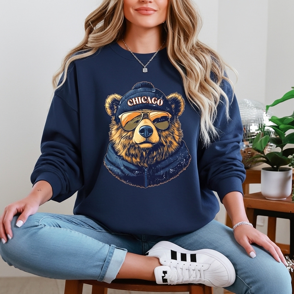 Retro Style Chicago Bears Football Fan Mascot Sweatshirt