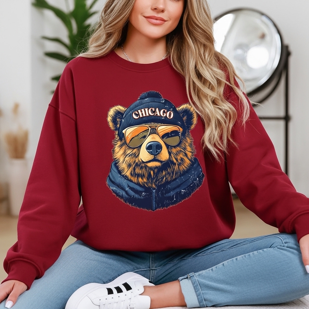 Retro Style Chicago Bears Football Fan Mascot Sweatshirt
