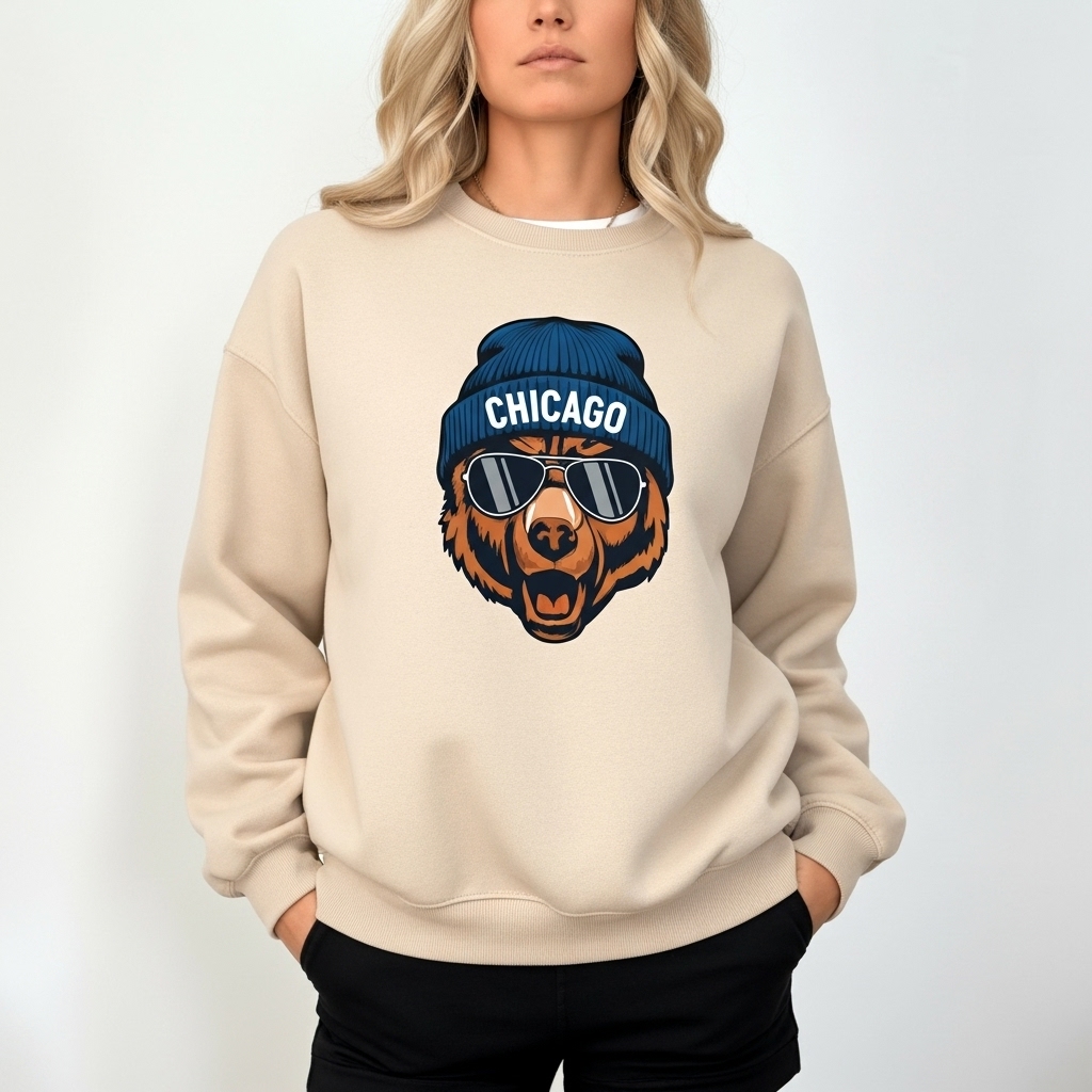 Vintage Chicago Bears Football Mascot Print Sweatshirt