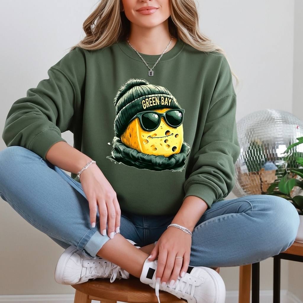 Vintage Crewneck Green Bay Football Fan Mascot Sweatshirt