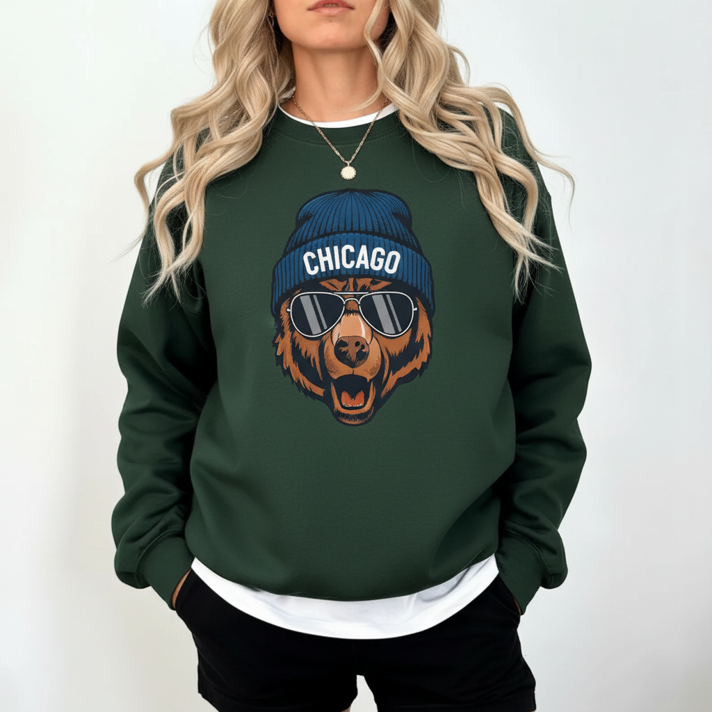 Vintage Chicago Bears Football Mascot Print Sweatshirt