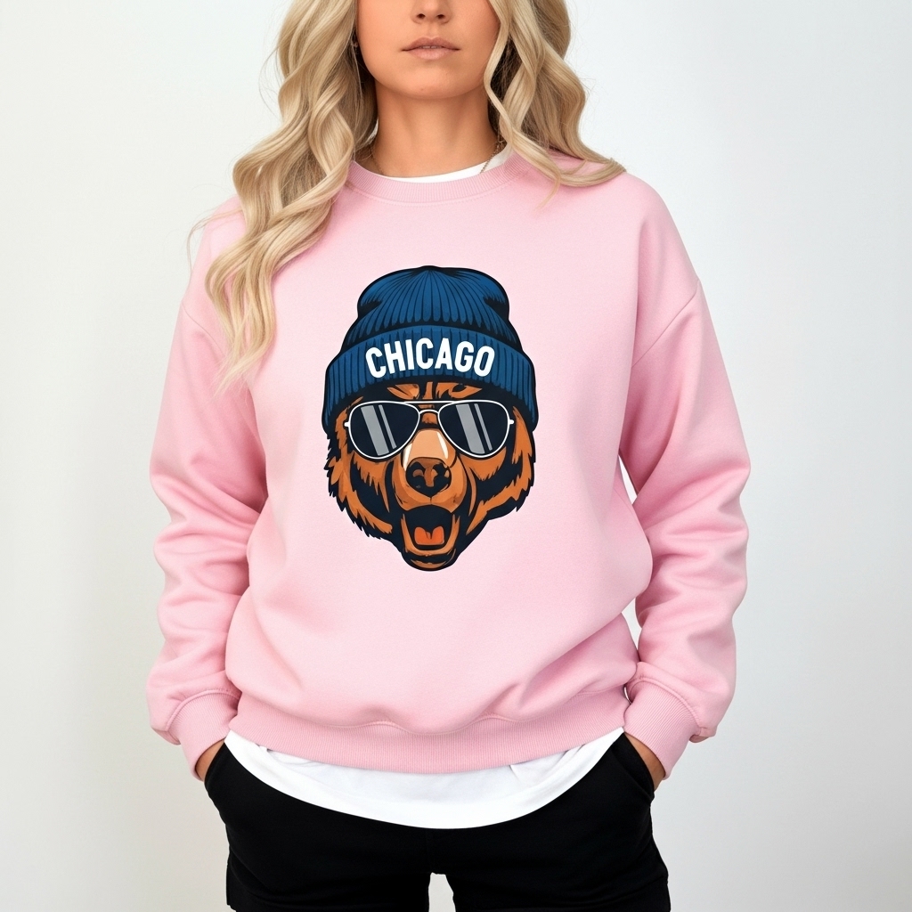 Vintage Chicago Bears Football Mascot Print Sweatshirt