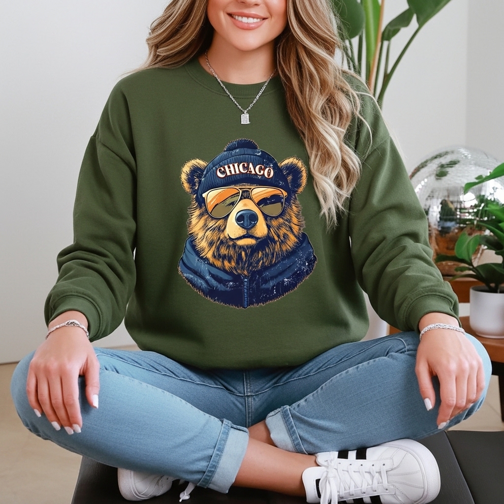 Retro Style Chicago Bears Football Fan Mascot Sweatshirt