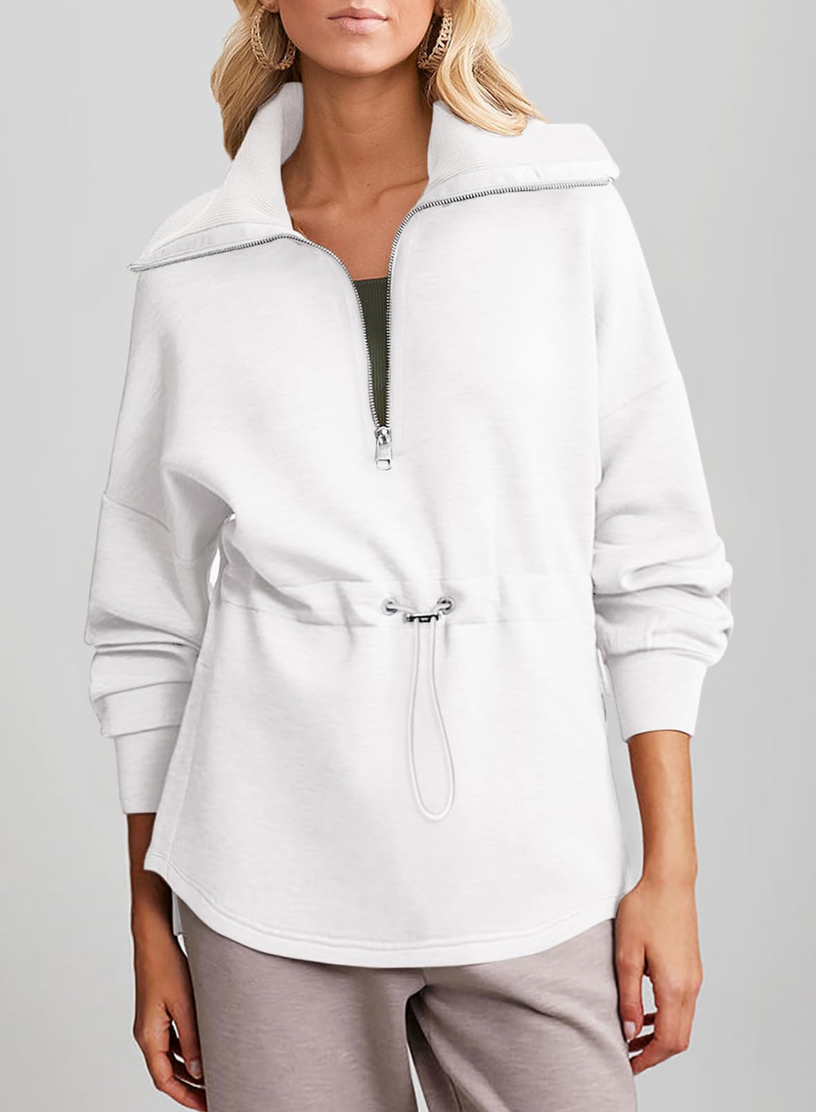  Womens Sweatshirt With Drawstring Waist
