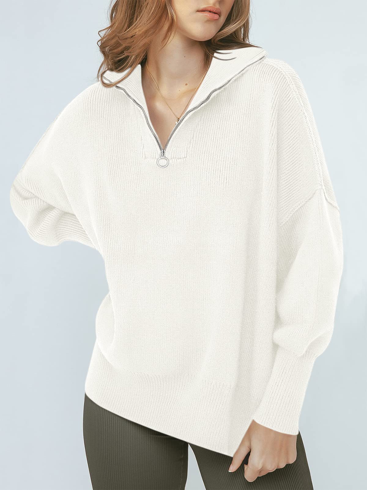 Women's Oversized Quarter Zip  Sweater Pullover