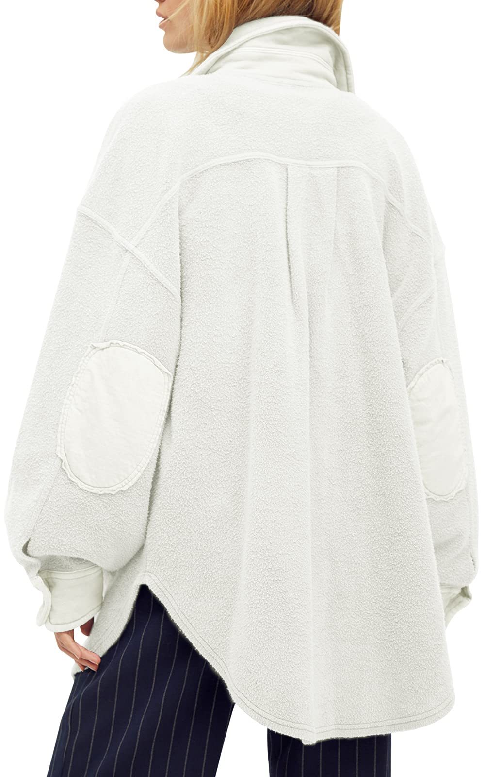 HOT SALE Women's Oversized Fleece Long Sleeve Button Down Shirt Jacket