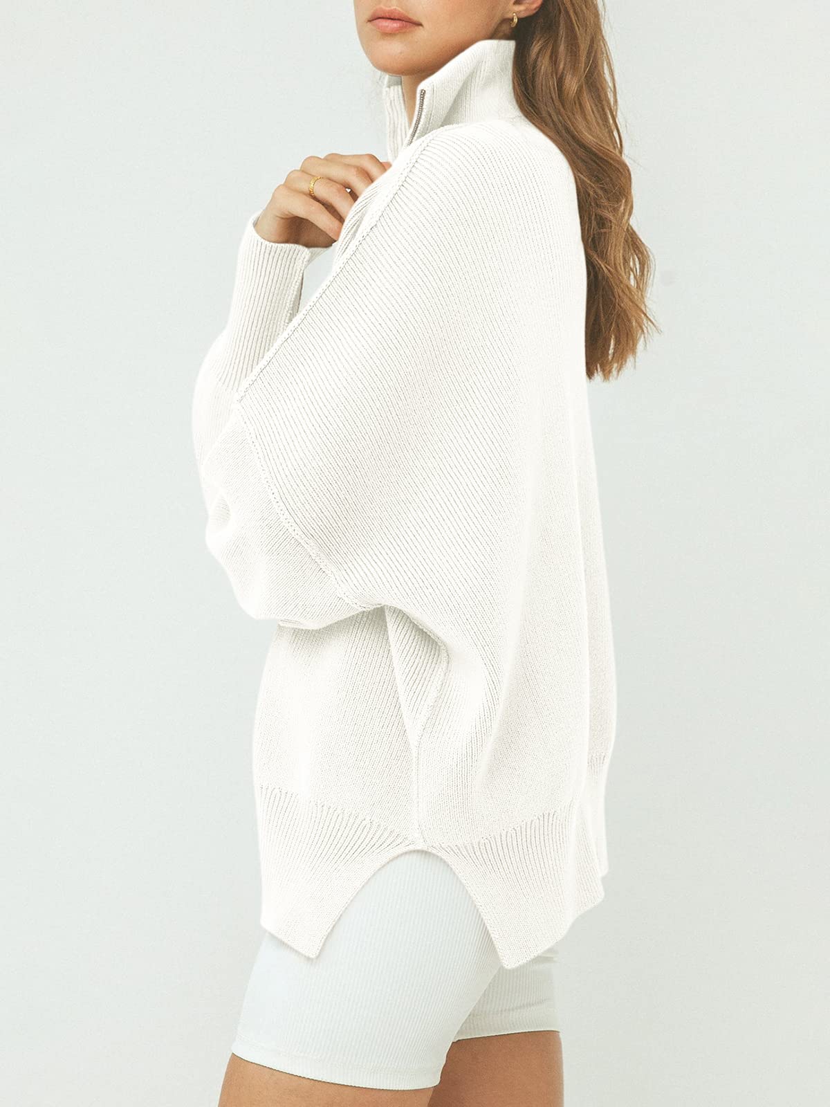Women's Oversized Quarter Zip  Sweater Pullover
