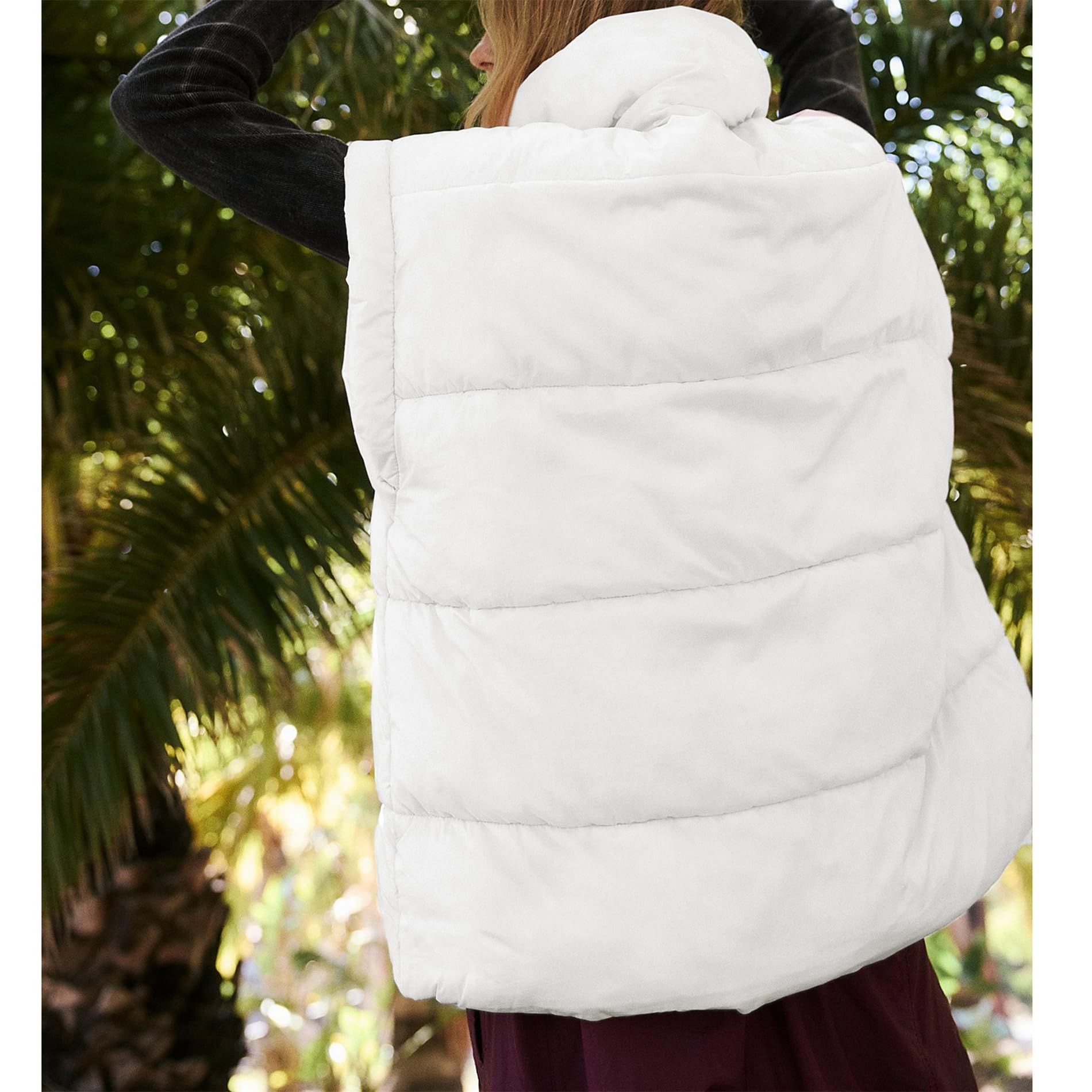 Women's Oversized Stand Collar Full Zip Puffer Vest