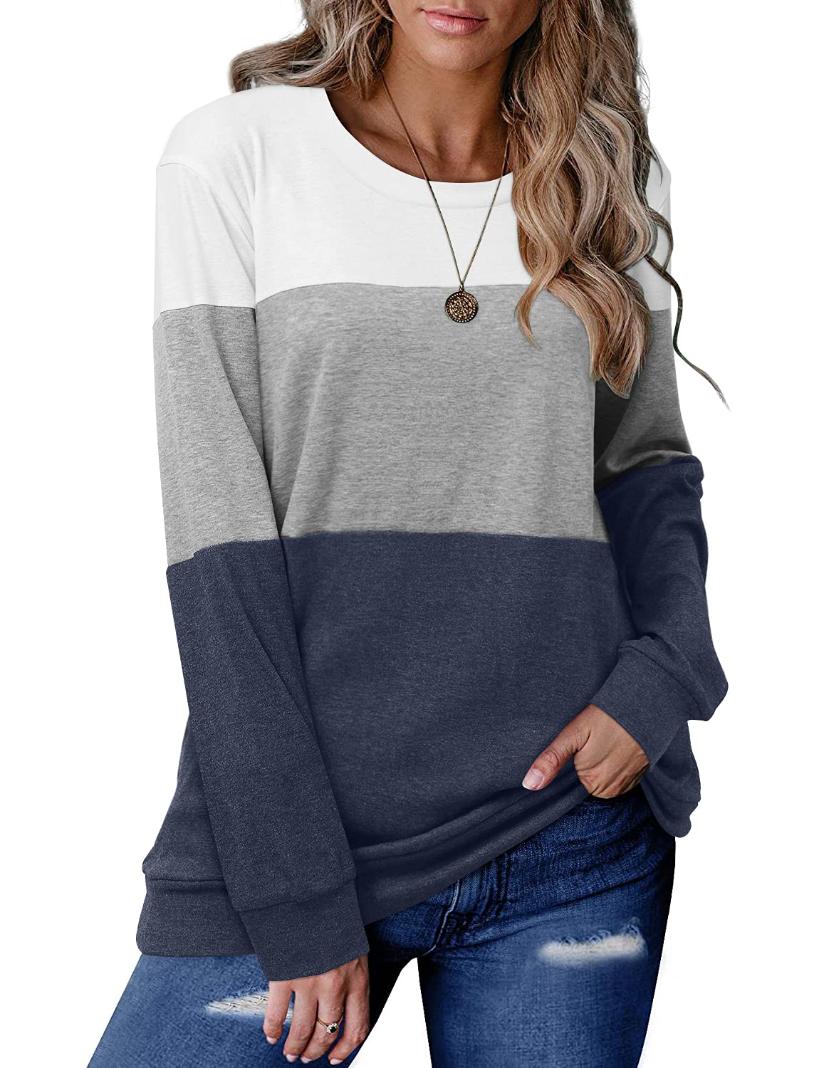 Women's Round Neck Colorblock Casual Top(Buy 2 Free Shipping)