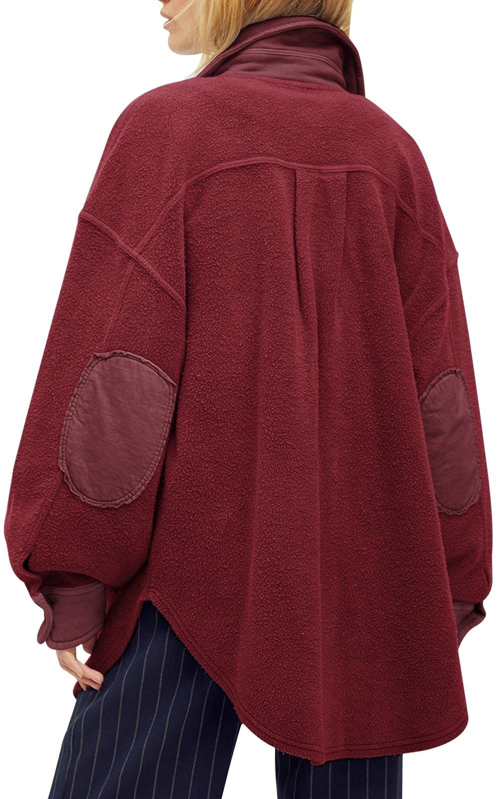 HOT SALE Women's Oversized Fleece Long Sleeve Button Down Shirt Jacket