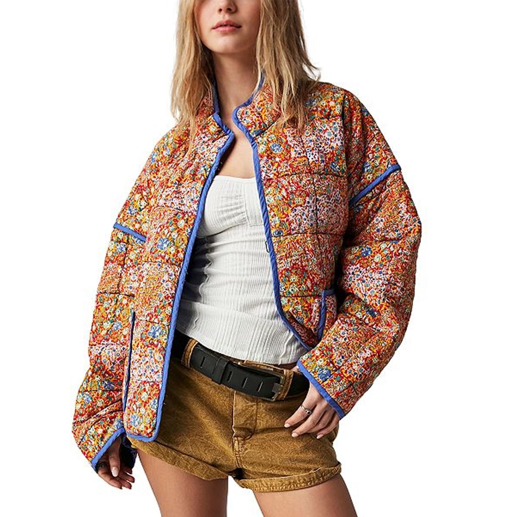 Women's  Floral Print Quilted Puffer Jackets 