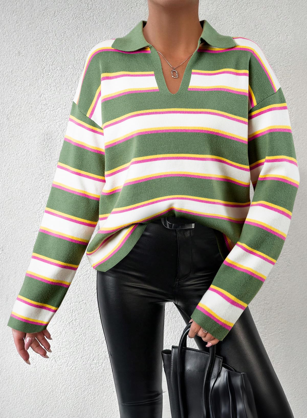 2024 Fall Oversized Ribbed Knit Side Slit Pullover Top