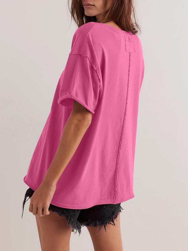 Womens Solid T Shirts for Women Loose Oversized Tops Basic Tee(buy 2 free shipping!!!)