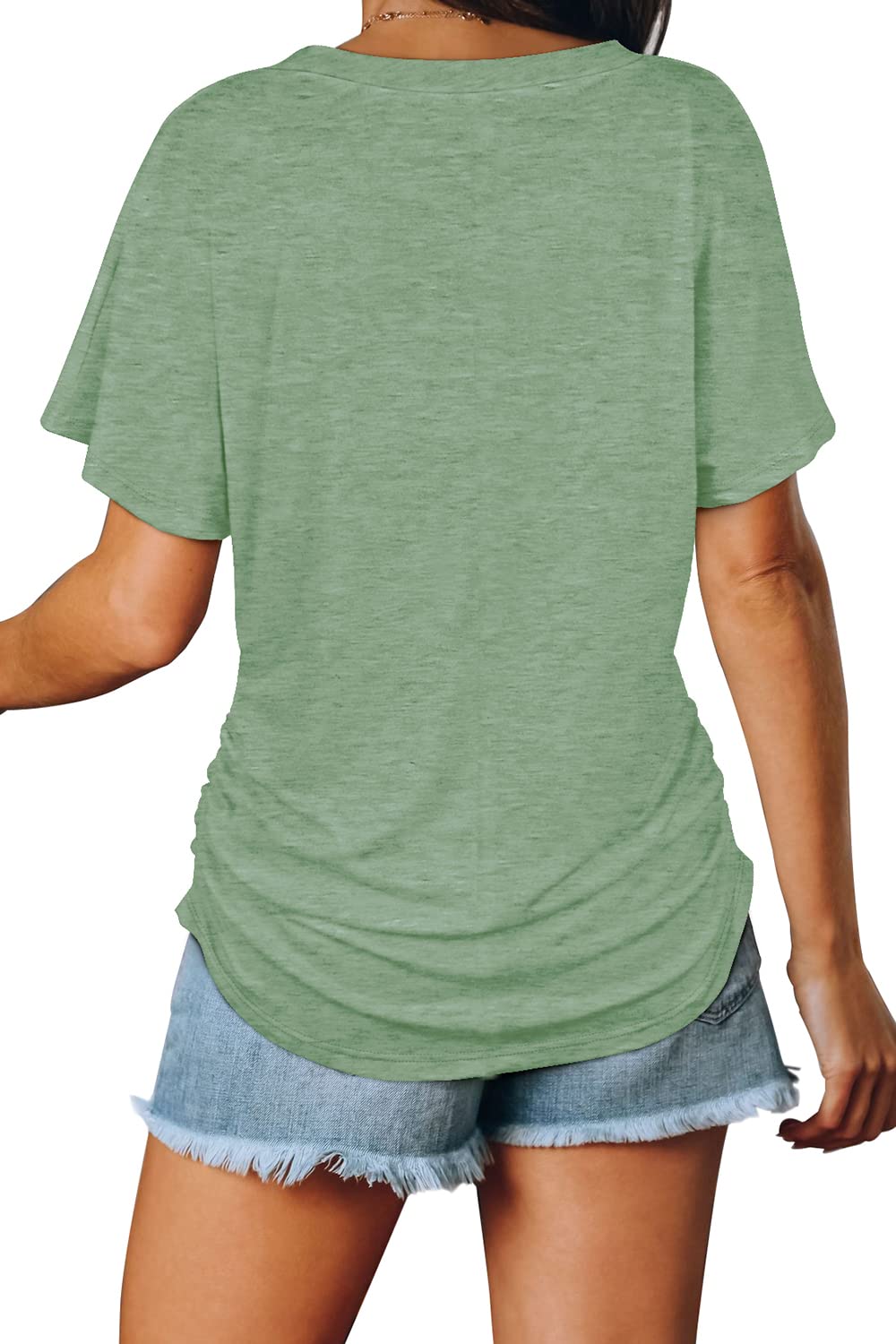 Women’s Short Sleeve V-Neck Dolman Top with Side Shirring (buy 3 free shipping!!!)